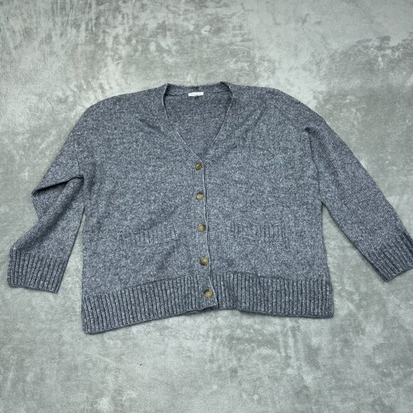 Ella Moss Womens Gray Button-Up Knit Cardigan Sweater L 6363 - Picture 1 of 7
